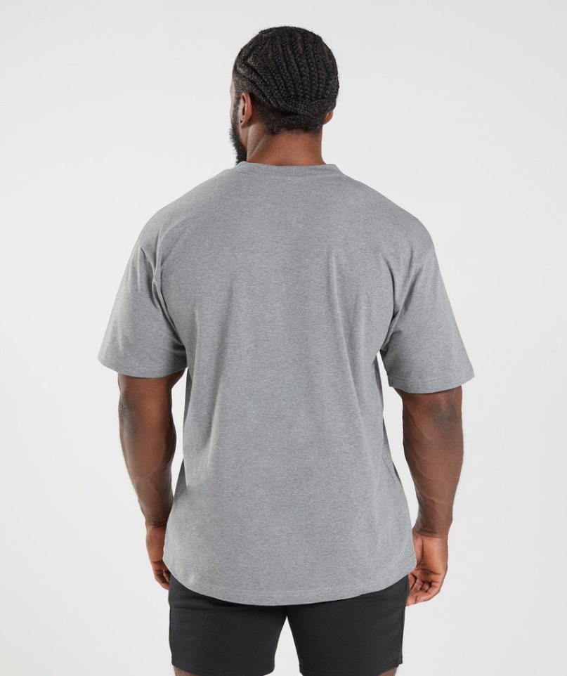 Men's Gymshark Essential Oversized T-Shirts Grey | CA 631N5D